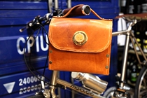 Brompton small cloth car bag folding car retro head bag with pig nose top layer Italian leather with solid wood