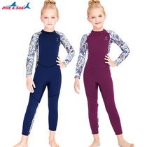 New children wetsuit womens 2 5mm thermal swimsuit one-piece Long sleeves CUHK girl thickened anti-cold winter bathing suit