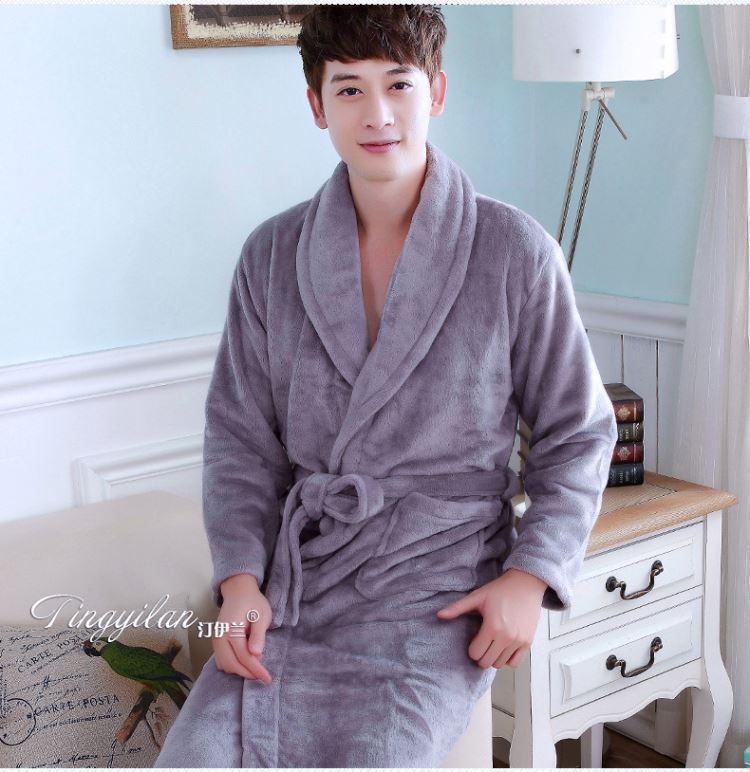 Váy ngủ nữ mùa thu và mùa đông dày flannel dài tay áo dễ thương áo choàng tắm nam san hô nhung đôi áo choàng tắm lớn màu đỏ đồ ngủ mùa đông nam nữ