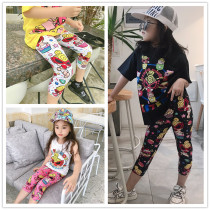 Girls fashion seven-point leggings 2021 spring and summer hot new childrens cotton thin stretch tight pants
