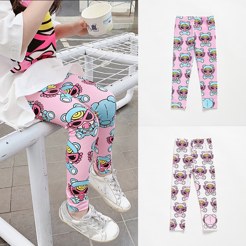 ins Hot-Selling Girls' Leggings for Spring and Autumn, Thin Style for Outerwear, 2025 Summer Tight-Fitting Elastic Pure Cotton Cartoon Long Pants