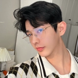 Shuangliang Золотые тонкие очки рамки мужская прилив Mes. Mes. Ultra Light Pure Titanium Зеркало Большой рам