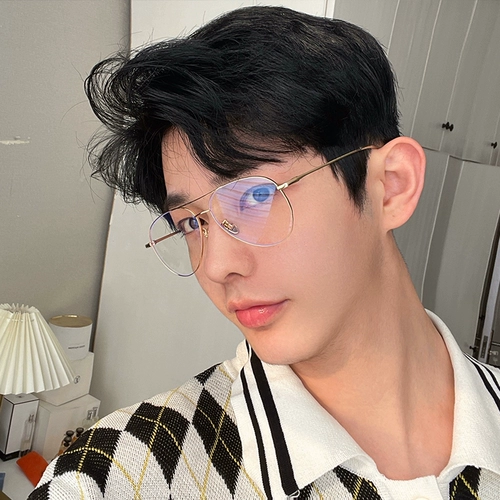 Shuangliang Золотые тонкие очки рамки мужская прилив Mes. Mes. Ultra Light Pure Titanium Зеркало Большой рам