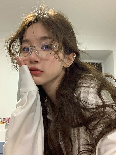 Niche Design Transparent Half-Frame Eyeglass Frames for Women, a Makeup-Free Essential, Small Frame Decorative Prescription Glasses That Can Be Customized with Prescription Lenses