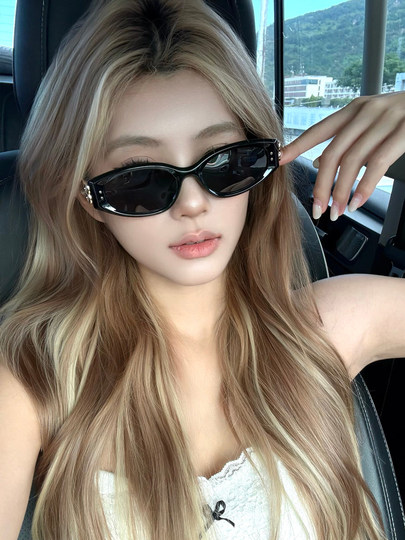 Gm Sunglasses for Women 2025 New Model Cat-Eye Narrow Frame High-End Polarized Anti-Uv Sunglasses for Square and Round Faces