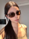 Retro Brown Rimless European and American Style Sunglasses for Women 2025 New Style Sunglasses with Anti-Uv, High-End Feel and Slimming Trend