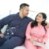 Người mẫu mùa xuân nam và nữ phiên bản Han Jiafei phiên bản hoạt hình cặp đôi béo mm cộng với kích thước đồ ngủ rộng rãi bộ đồ phục vụ tại nhà 200 kg - Bên ngoài ăn mặc