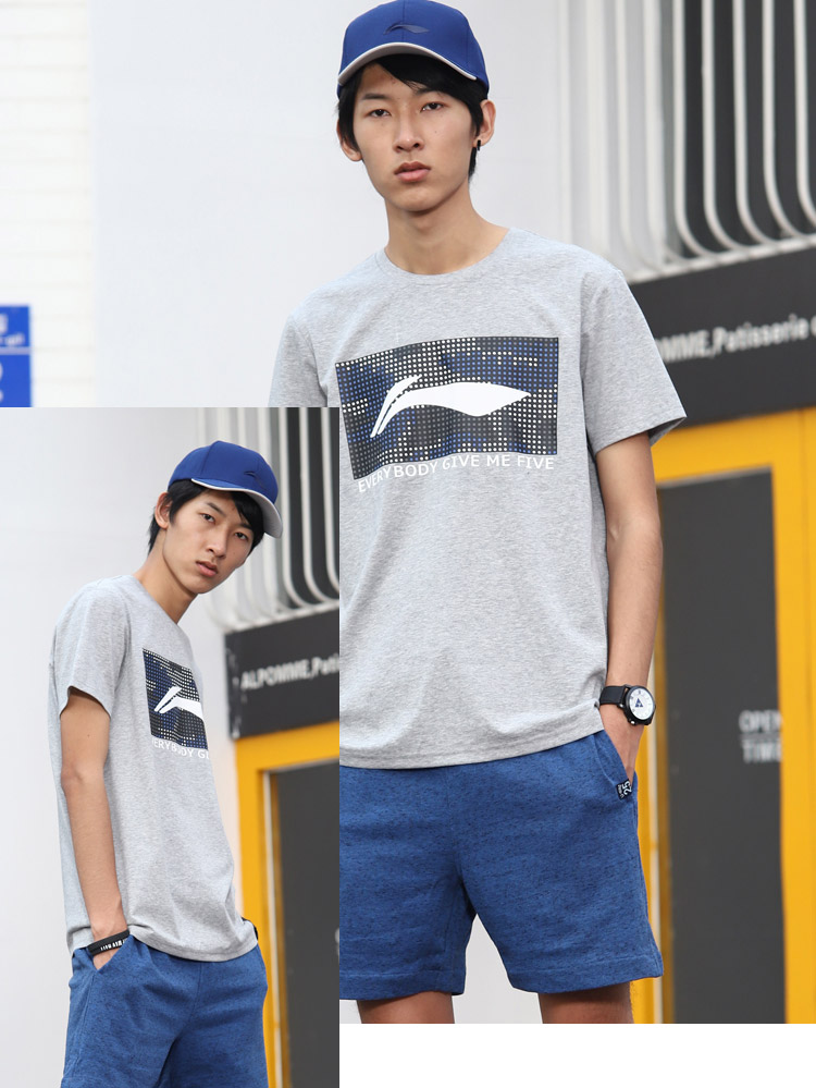 Li Ning áo thun ngắn tay nam thể thao đời mới loạt đồ thể thao cổ tròn thể thao ngắn - Áo phông thể thao áo thun nam thể thao