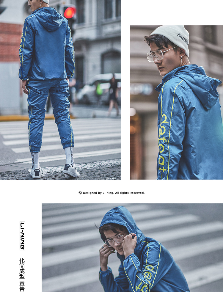 Li Ning thể thao phù hợp với nam mới đào tạo loạt áo khoác dài tay quần thể thao chống nước - Thể thao sau áo thể thao