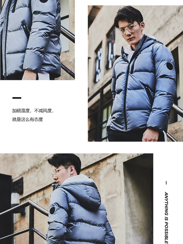 Li Ning ngắn xuống áo khoác nam mới áo khoác ấm áp áo khoác trùm đầu mùa đông vịt trắng xuống quần áo thể thao AYMN165