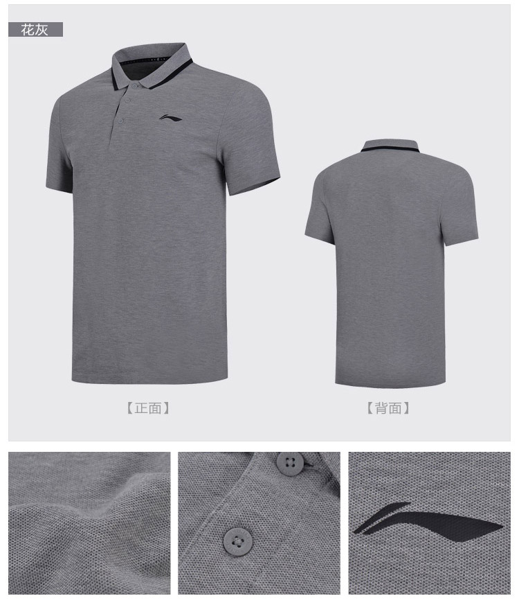 Li Ning áo sơ mi ngắn tay nam hàng loạt đào tạo mới cotton thể thao ve áo thể thao - Áo polo thể thao áo polo nam