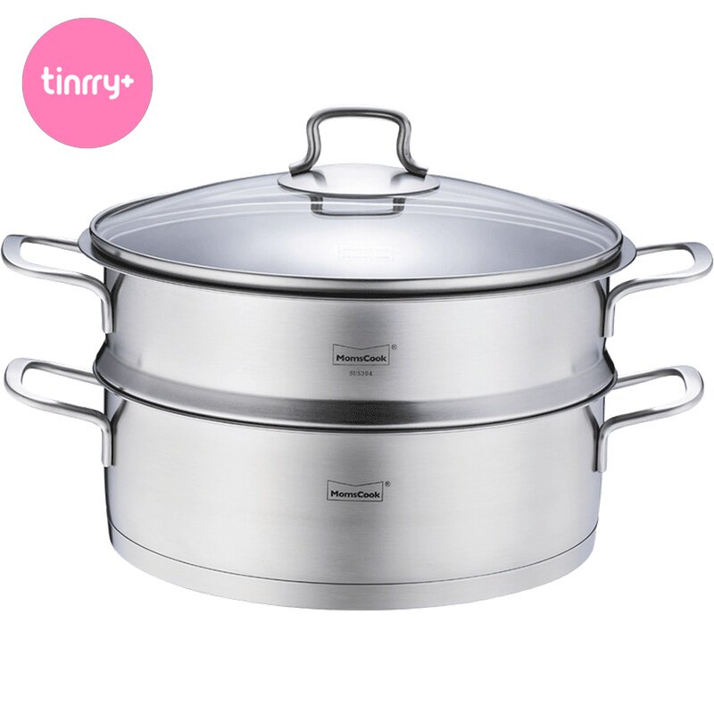Momscook 304 stainless steel steamer steamer single-layer steamer 26cm Tinrry (factory straight)