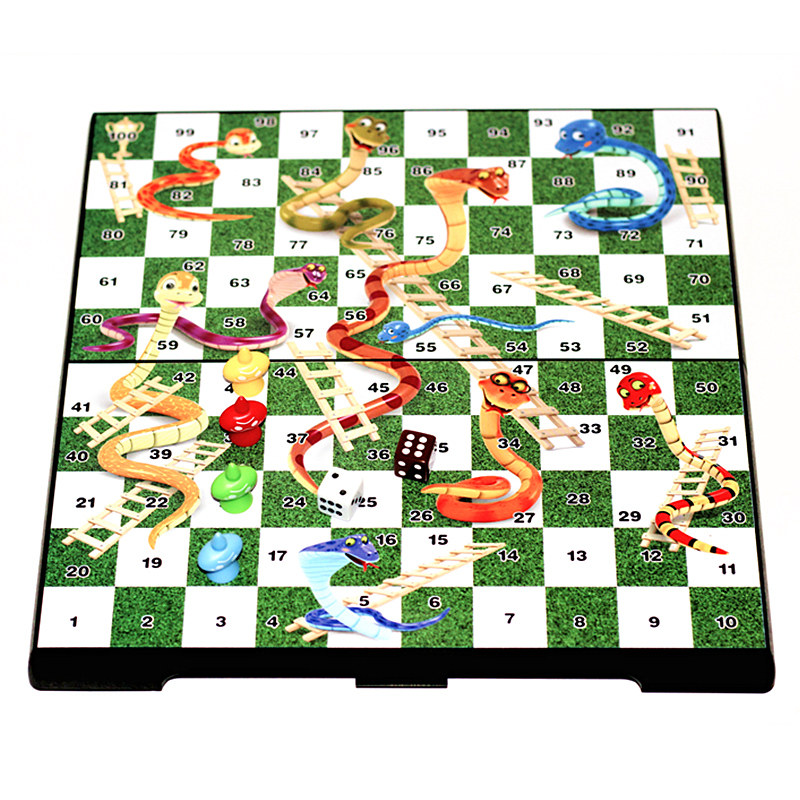Snake and Ladder Chess Snake Chess 3D Snake and Ladder Game Magnetic Chess Folding Chess Board Parent-child Children Chess Educational Toys