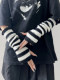 Lolita Striped Knitted Gloves for Women, Autumn and Winter Warm Woolen Arm Warmers, Japanese Style Hot Girl Subculture Arm Sleeves