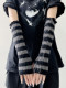 Lolita Striped Knitted Gloves for Women, Autumn and Winter Warm Woolen Arm Warmers, Japanese Style Hot Girl Subculture Arm Sleeves