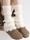 Brown socks piles of socks hollow lace women's winter warm knitted white calf covers sweet retro versatile boot covers