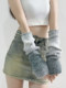 Gradient color hand sleeves girls fashion retro gray knitted warm versatile arm covers jk girls college style gloves