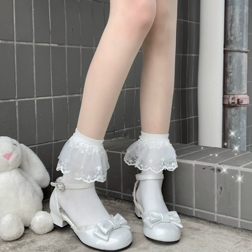 Милые японские кружевные носки, гольфы, стиль Лолита, средней длины