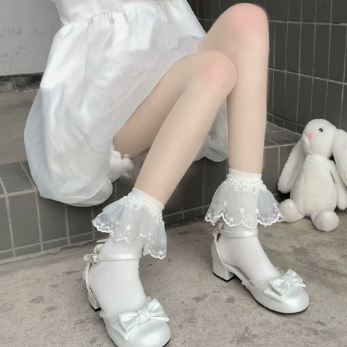 Милые японские кружевные носки, гольфы, стиль Лолита, средней длины