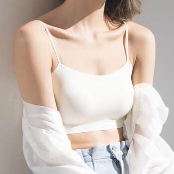 C.C.Red He Luyi 1301 Strapless Backless Camisole Bra 2025 New Thin Strap Sports Bra
