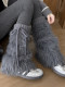 Plush leg covers subculture loose boot covers gray furry socks women's autumn and winter pile socks hot girl jk calf