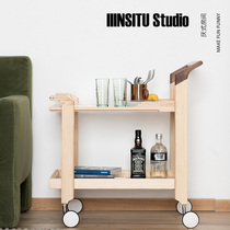 Anorexic Room Perpetual Relaxation Cart Mobile Tea Table A Few Glass Solid Wood Sides A Few Household Small Family Nordic minimis