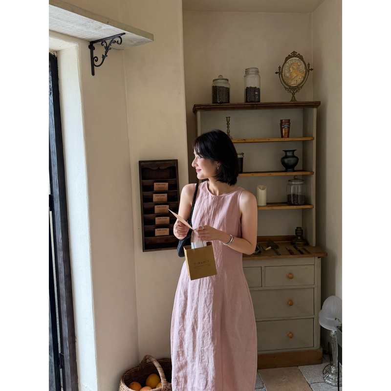 Hua Xia Huahua Si Clothing Recommends a Heavyweight 100% Natural Linen Breathable Loose-Fitting Sleeveless Dress