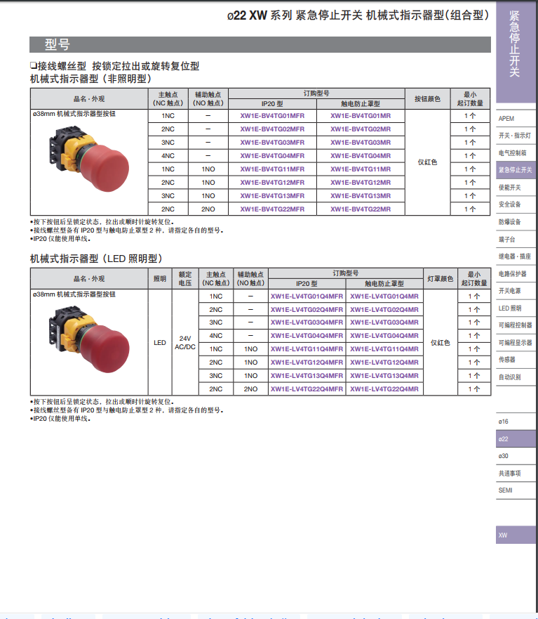 Original Japanese and Quan IDEC button switch indicator XW1E-BV4TG03MFR original installation