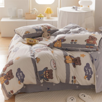 Simple naked sleeping cotton four-piece set Nordic Cotton sheets quilt cover Fitted sheet 4-piece set 1 8m1 5m bedding