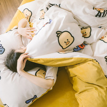 A pure cotton B Falai velvet four-piece set net red flannel duvet cover sheets womens cotton 1 8m coral velvet three-piece set