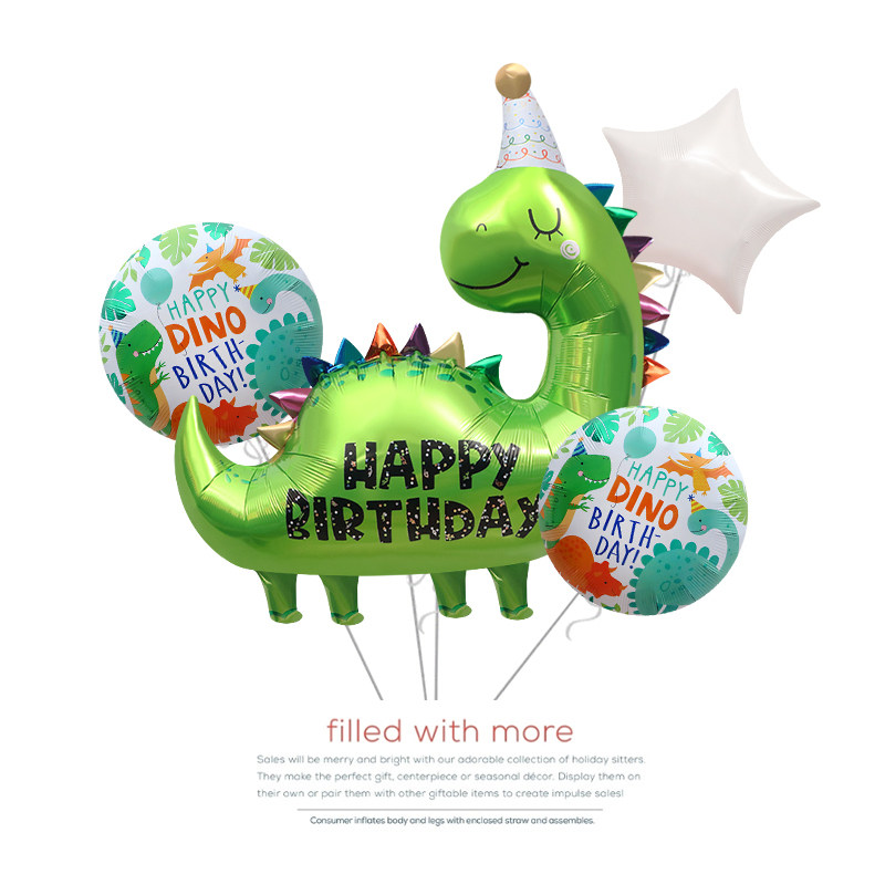 Birthday Party Decoration ProjectsBall Toys Birthday Cap Dinosaur Cartoon Leilong Molded Aluminum Film Balloon Column