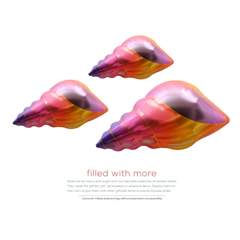 Party decoration layout photo props toy balloon marine color conch shape cartoon aluminum film balloon