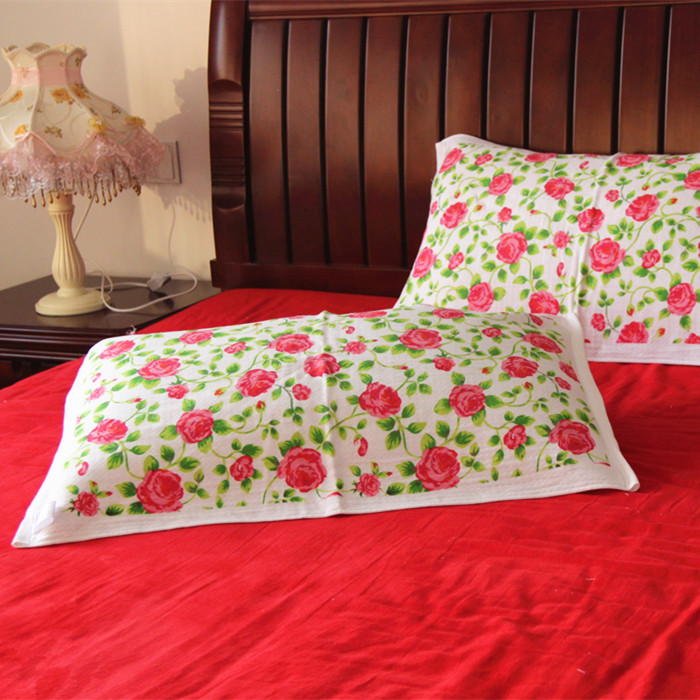 Một đôi gạc cotton hai lớp khăn gối in lớn khăn bông mềm mại và thoải mái khăn choàng gối
