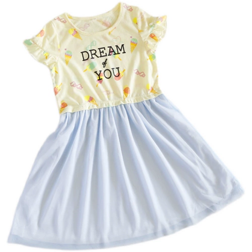 Платье с коротким рукавом, летняя юбка на девочку для отдыха, в цветочек, А-силуэт