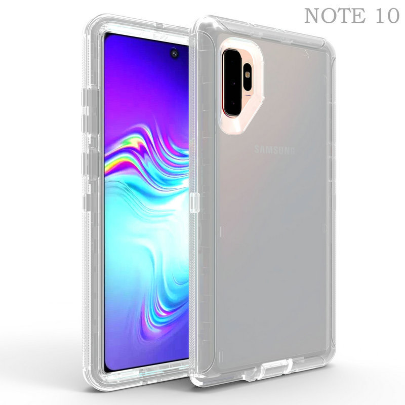 European and American Style Three-Proof Armor Phone Case Suitable for Samsung Note10, Full Coverage Anti-Drop Note10+ Transparent Three-In-One Soft Gel Hard Case, Thickened Anti-Slip Protective Cover