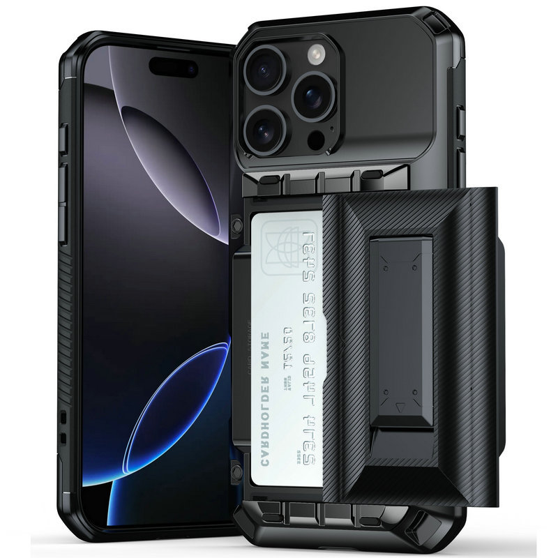 European and American Style Card Slot Anti-Slip Stand Silicone Phone Case 16Pm Suitable for Apple 17Promax Full Coverage Anti-Drop Armor iPhone 15 /11 Thickened Soft Rubber Hard Case 13 Matte Military Armor Case 12