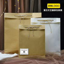 Clothing Packaging Bag Custom Print LOGO Kraft Paper Retro Art Hand Mesh Red Handzal Gift Bagged Clothes Bag