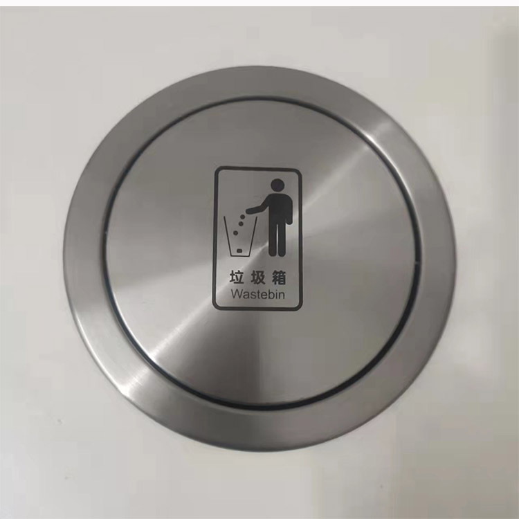 Round Trash Can with Marble Countertop, Embedded Lid, Swing Lid, Concealed Stainless Steel Waste Paper Towel Dispenser, Square