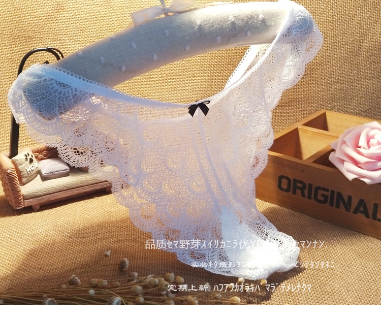 Châu Âu và Mỹ thời trang cao cấp chất lượng cao linh hoạt sợi lưới phối cảnh trong suốt chạm nổi jacquard nữ thong đồ lót T quần quần lót nữ thun lạnh