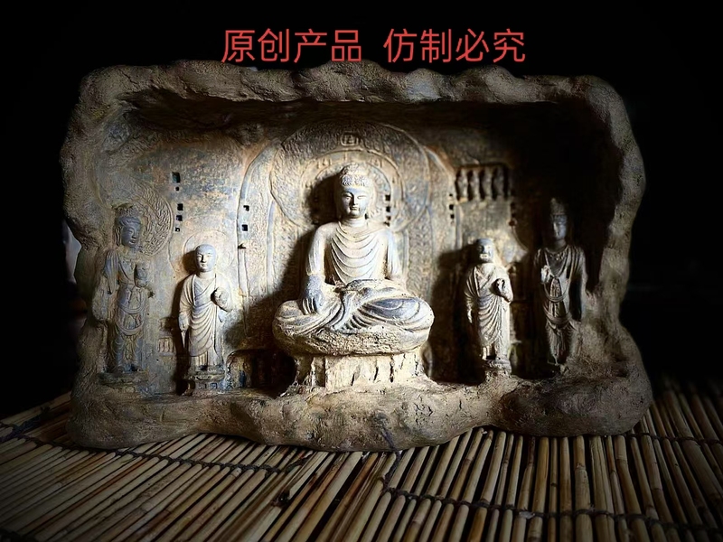 Reconstructed Version of the Lushena Zen Crafts Ornament from the Longmen Grottoes, High-End Paperweight for Study Room Decoration