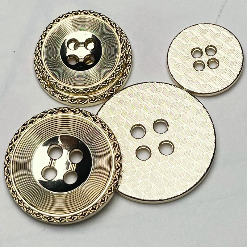Four-Hole Metal Buttons for Shirts, Sweaters, Cardigans, Knitwear, Suits, Outerwear, Coats, and Trench Coats