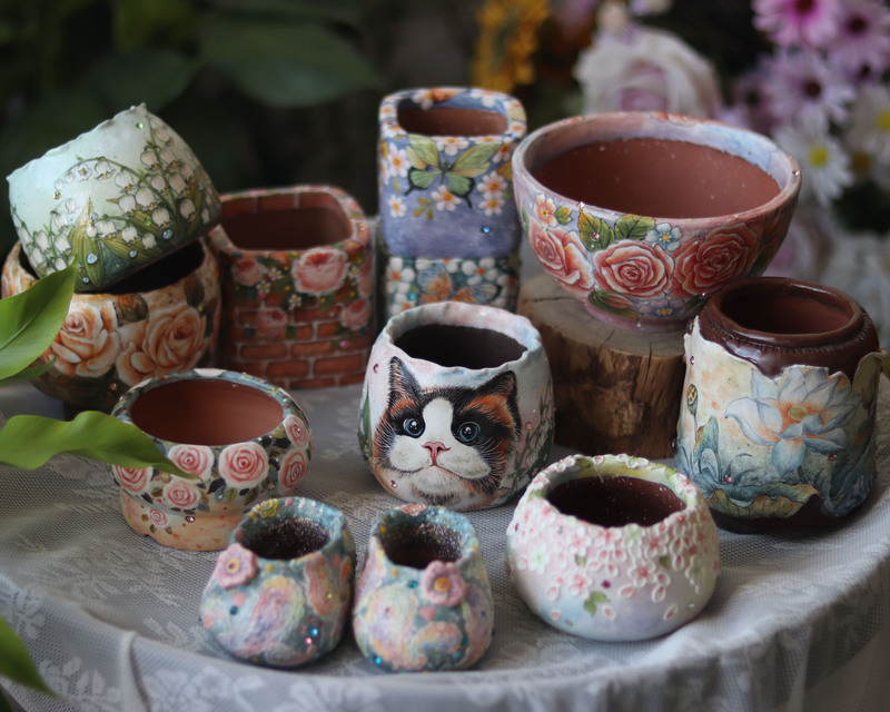 Korean-Style Hand-Painted Creative Brand Bamboo-Style Personalized Hand-Painted Three-Dimensional Ceramic Multi-Pot Type High-Temperature Glazed Succulent Thumb Pot