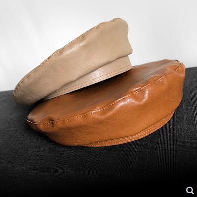 South Korea Leather Hat Children Spring Autumn Nets Red Berets Hat Day Ensemble Casual Painter Hat 100 Hitch Fashion Cortical Beilecap