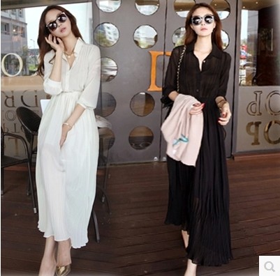 Hong Kong 2022 spring summer new white snow spinning long dress Maldivian beach dresses seaside holiday ocean dress surges