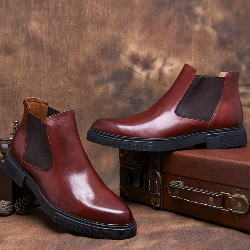 Mùa thu và mùa đông Chelsea boots của nam giới giày cao cổ của nam giới giày công sở giày da của nam giới giày bốt ngắn của Anh - Kính râm