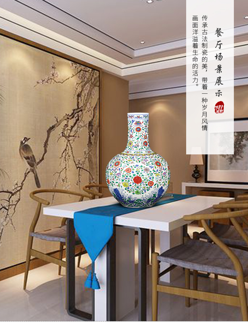 Jingdezhen ceramics imitation yongzheng hand - made color bucket vases, flower arranging new classical Chinese style porch sitting room adornment is placed