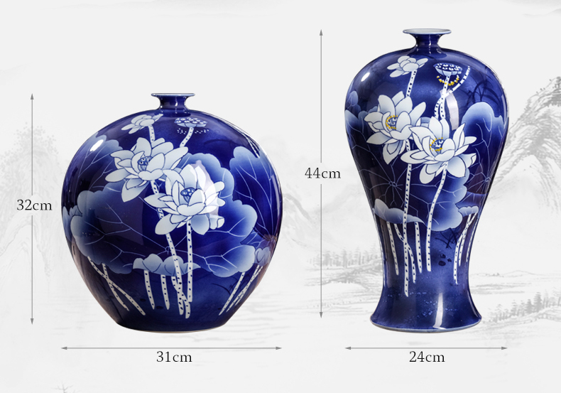 Jingdezhen ceramics hand - made of blue and white porcelain vase furnishing articles of Chinese style living room TV ark adornment household decoration