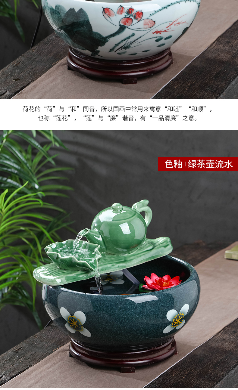 Jingdezhen ceramic fountain circulating water tank furnishing articles office desktop TV ark home sitting room adornment