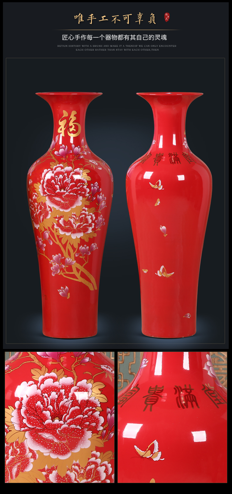 Jingdezhen ceramics vase of large sitting room of the new Chinese style household TV ark hotel opening gifts