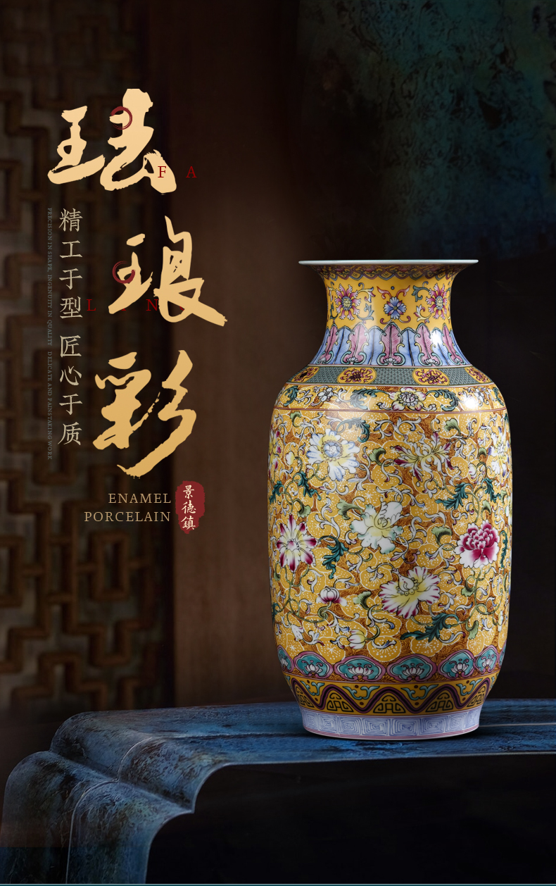 Jingdezhen ceramics colored enamel vase antique flower arranging place of new Chinese style restoring ancient ways the sitting room TV cabinet decoration